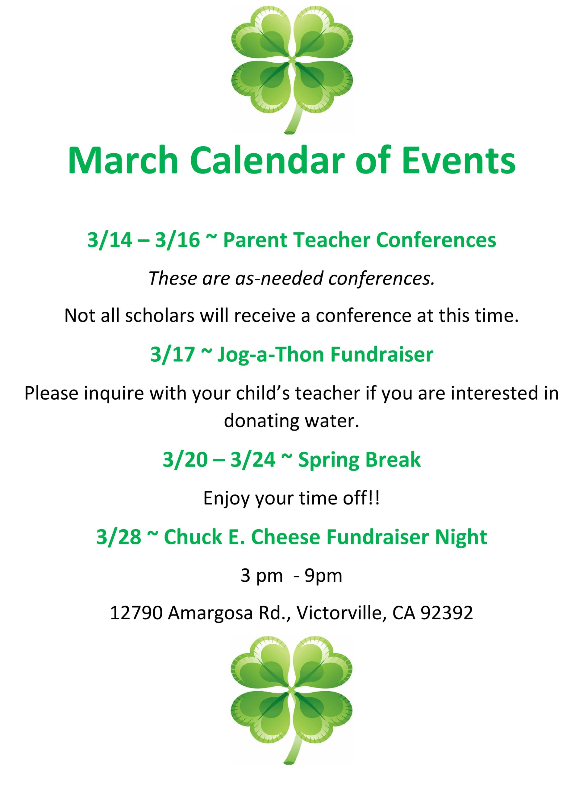 Microsoft Word - March Calendar of Events.docx
